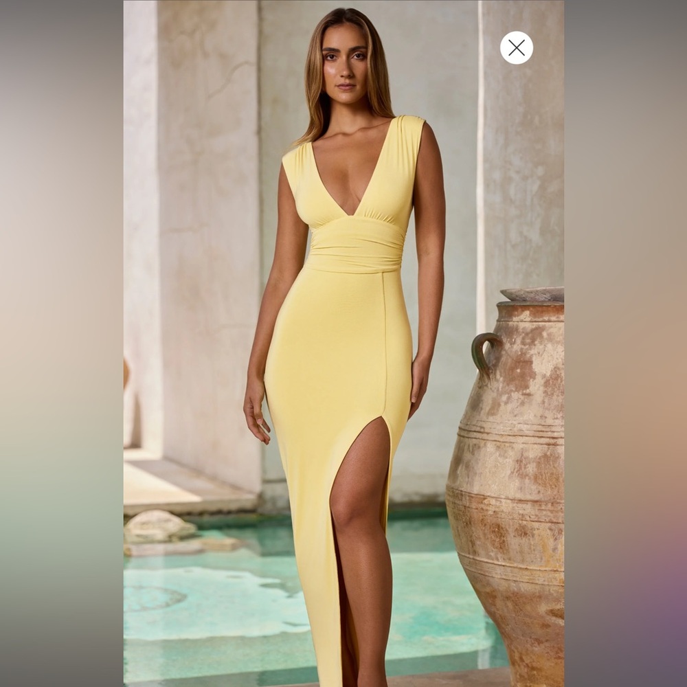 Modal High-Split Plunge-Neck Maxi Dress